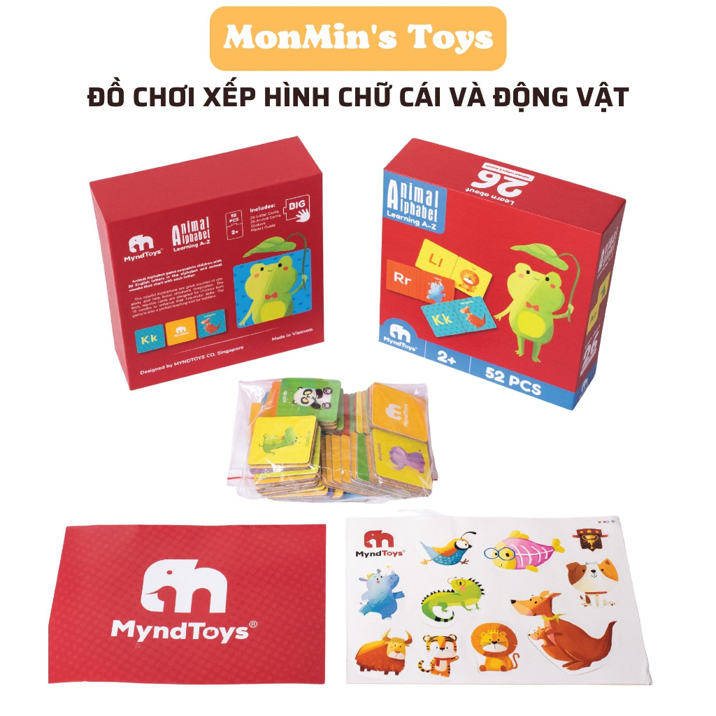 Đồ Chơi Xếp Hình Ghép Cặp Chữ Cái và Động Vật Tiếng Anh MyndToys_Animal Alphabet