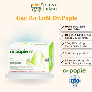 Gạc rơ lưỡi vệ sinh răng miệng cho bé dr.papie, làm sạch răng, lưỡi, nướu và khoang miệng