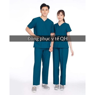 Giá Xưởng - Bộ Scrubs Bác sĩ CAO CẤP, đồng phục Spa, Phòng khám, Blouse Nữ quần áo cổ tim Dược sĩ, Điều dưỡng hàng đẹp.