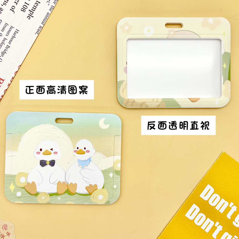 Dây đeo thẻ và bao đựng thẻ ngang dành cho học sinh, sinh viên, nhân viên họa tiết Chú vịt Trắng dễ thương