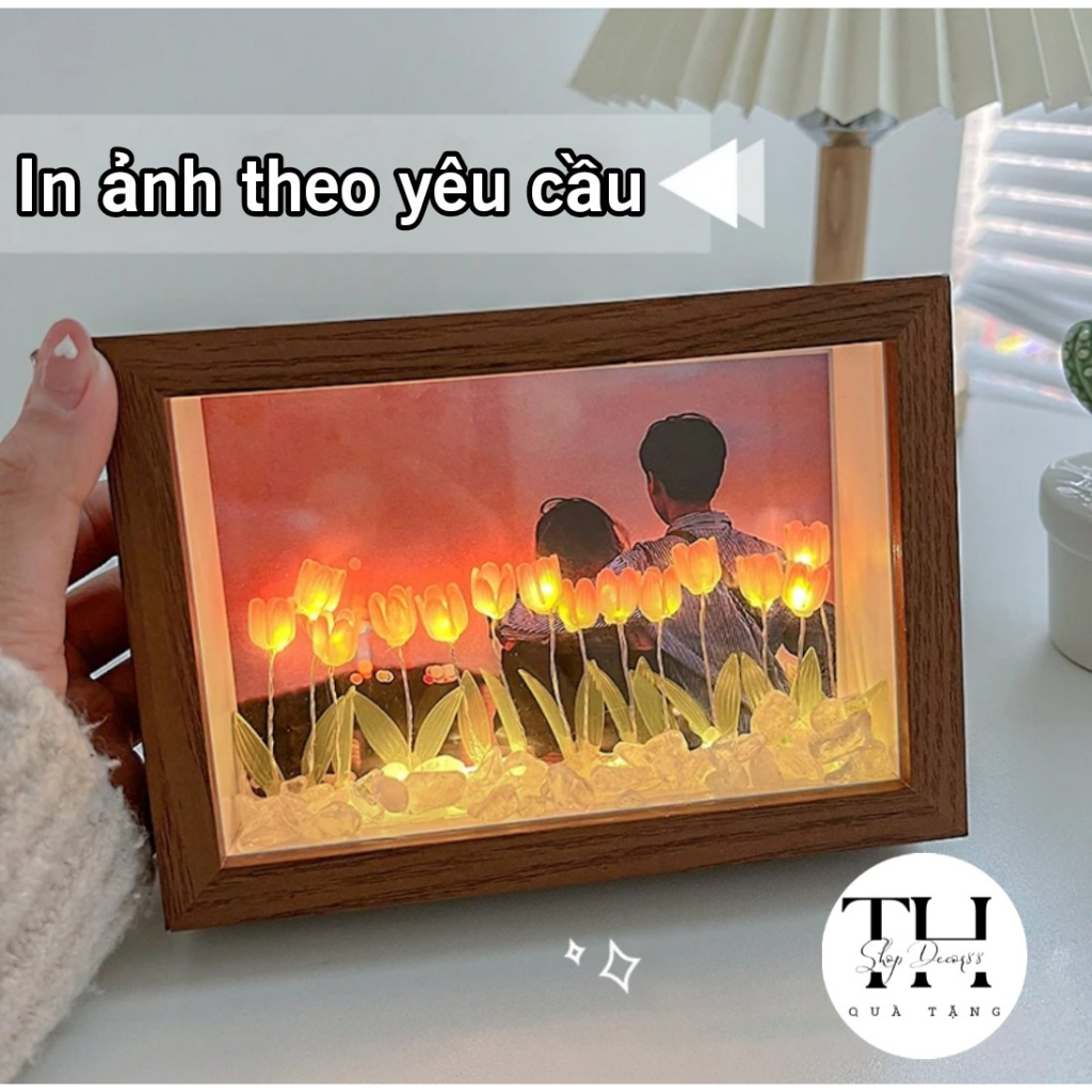 Đèn Led Hoa Tulip Khung Gỗ Để Bàn ( Hàng Có Sẵn ), In Ảnh Miễn Phí Theo Yêu Cầu, Set Quà Tặng Tự Làm Ý Nghĩa