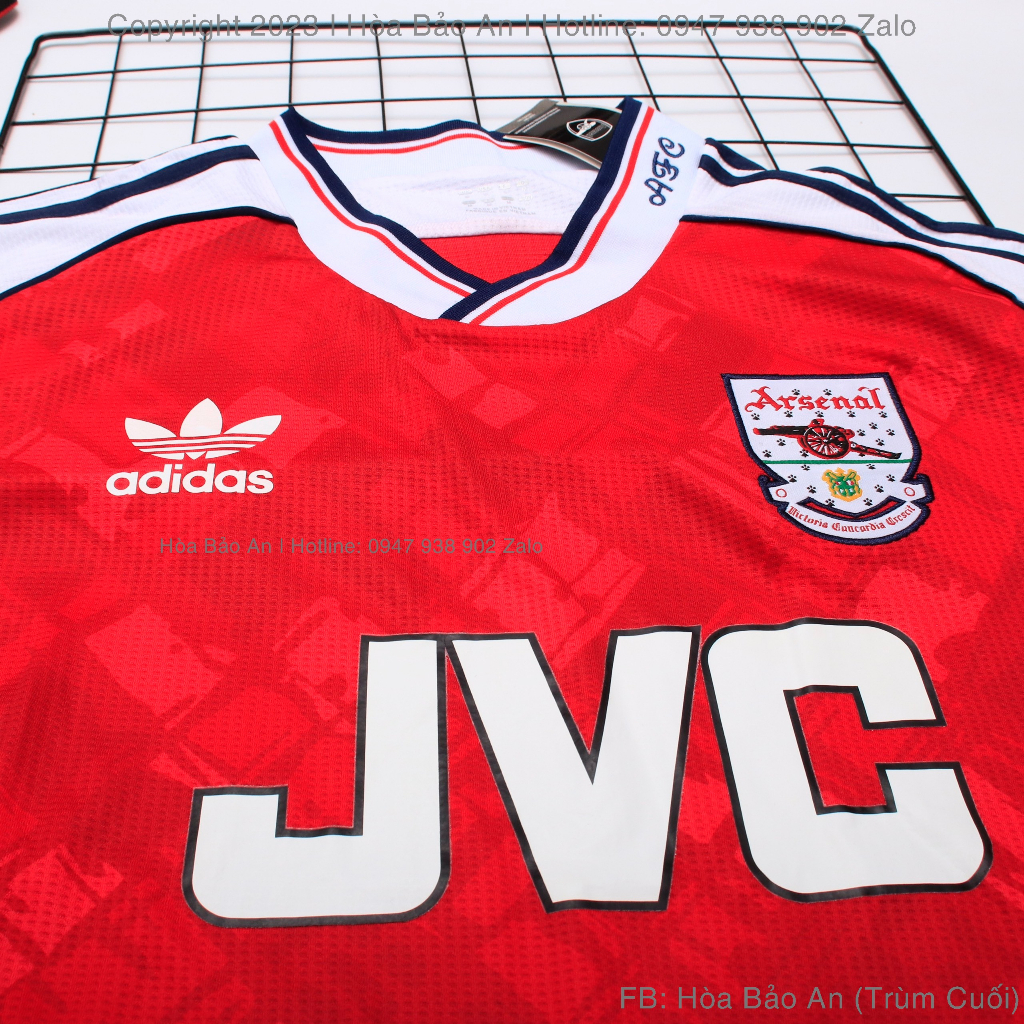 Quần Áo Bóng Đá- Áo Đá Banh CLB Arsenal JVC Màu Đỏ Phong cách Retro 1990/92 - Vải gai Thái Cao Cấp Chuẩn Thi Đấu
