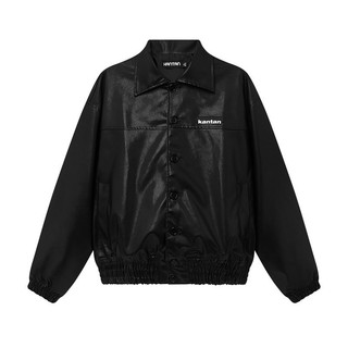 Áo khoác giả da cài nút unisex oversize