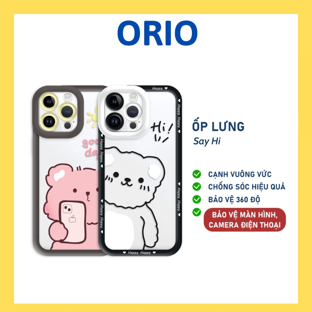 Ốp lưng iphone Say Hi trong cạnh vuông 6/6plus/6s/6splus/7/7plus/8/8plus/x/xr/xs/11/12/13/14/pro/max/plus/promax - ORIO
