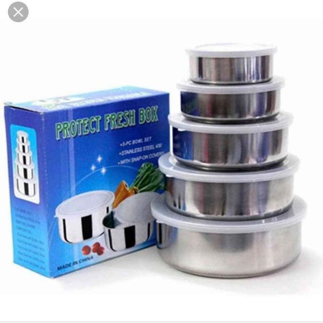 Bộ 5 Bát Lạnh Inox Có Nắp Đậy Bảo Quản Thực Phẩm