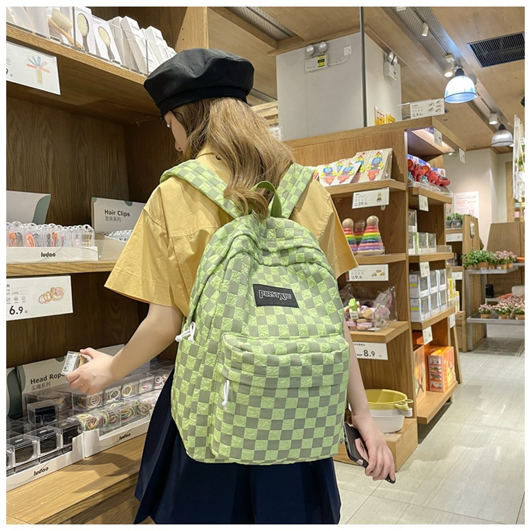 Balo Nữ Họa Tiết Caro Phong Cách Ulzzang Thời Trang KAYLEE KT40x31x13cm BLV05