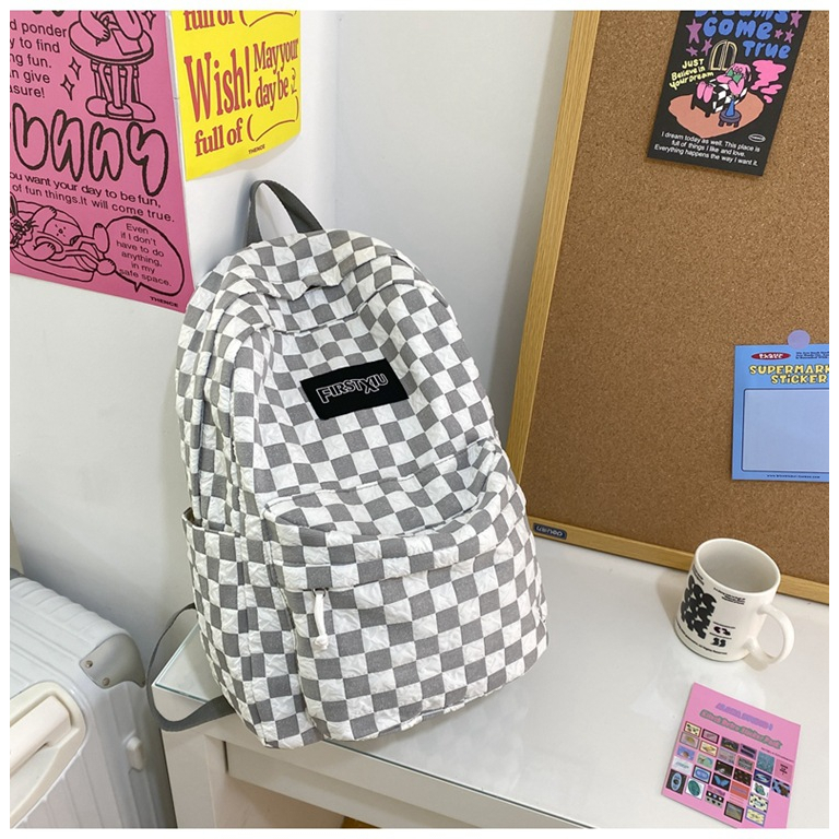 Balo Nữ Họa Tiết Caro Phong Cách Ulzzang Thời Trang KAYLEE KT40x31x13cm BLV05