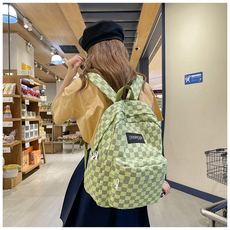 Balo Nữ Họa Tiết Caro Phong Cách Ulzzang Thời Trang KAYLEE KT40x31x13cm BLV05