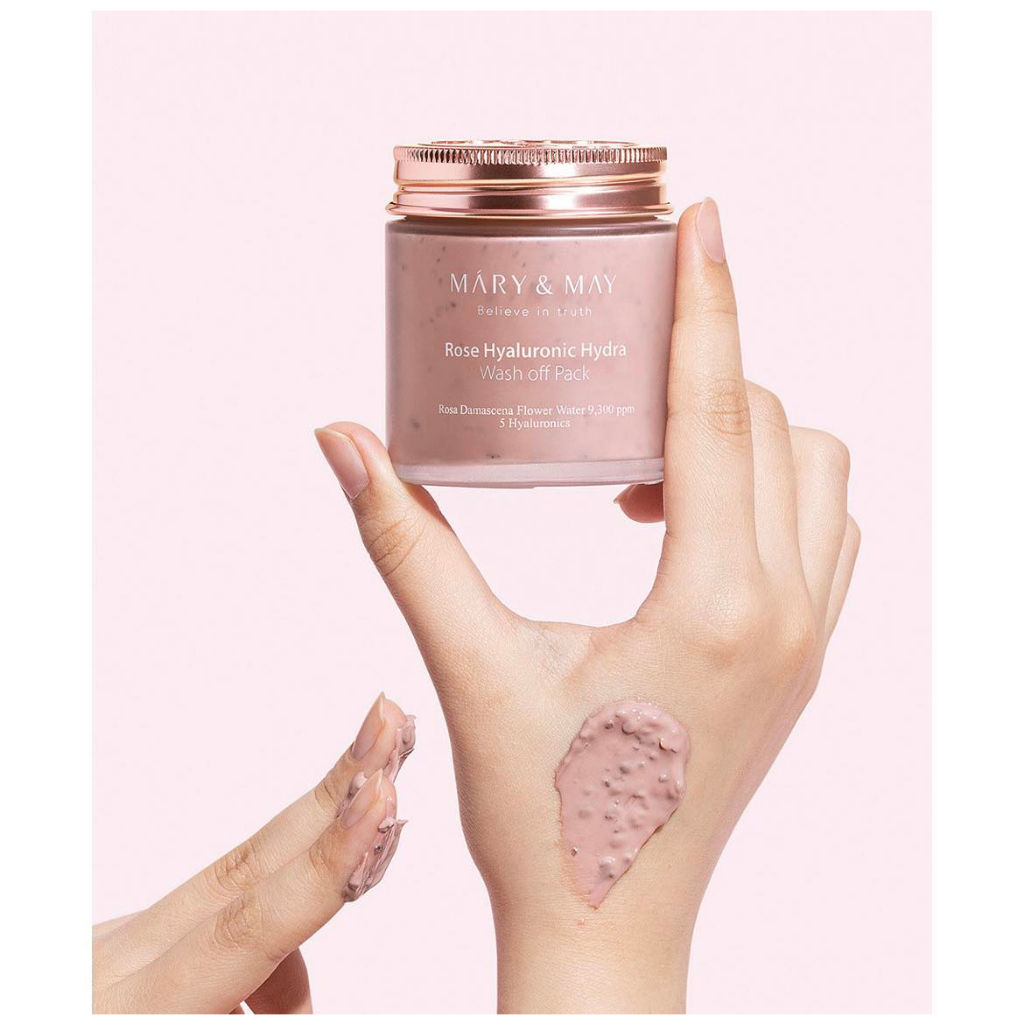 Mặt nạ đất sét dưỡng ẩm làm dịu da chiết xuất hoa hồng Mary&May Rose Hyaluronic Hydra Wash Off Mask