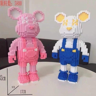 Combo 2 mô hình gấu bearbrick 3d size to cao 35cm