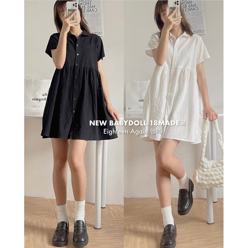 Đầm babydoll đen ngắn 18made ✿ 𝐁𝐲 𝐄𝐢𝐠𝐡𝐭𝐞𝐞𝐧 𝐀𝐠𝐚𝐢𝐧