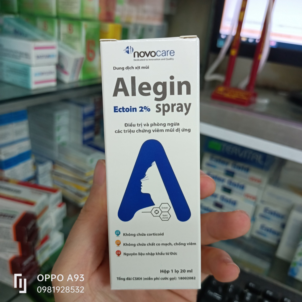 Xịt mũi Alegin Spray chứa Ectoin 2% an toàn cho trẻ sơ sinh và phụ nữ có thai