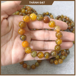 Vòng Tay Đá Phong Thủy Mã Não Nứt Xanh Rêu Đủ Cỡ 8 Ly, 10 Ly, 12 Ly