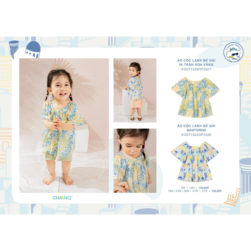 Áo cộc lanh, quần đùi cho bé gái mặc hè SS23