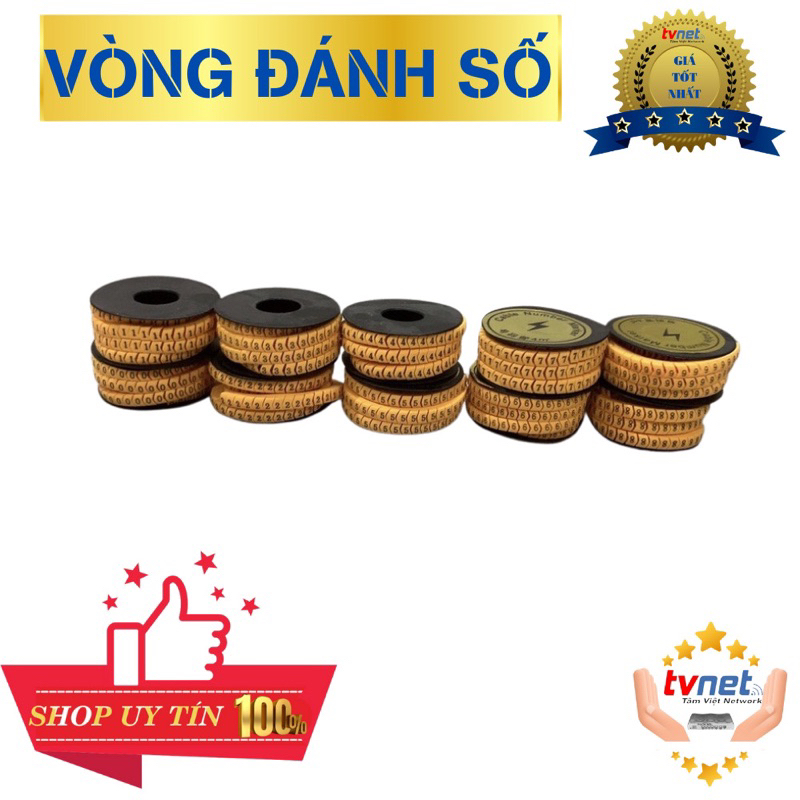 Vòng đánh số cao su từ 0 đến 9  dùng cho dây mạng, dây điện thoại,...
