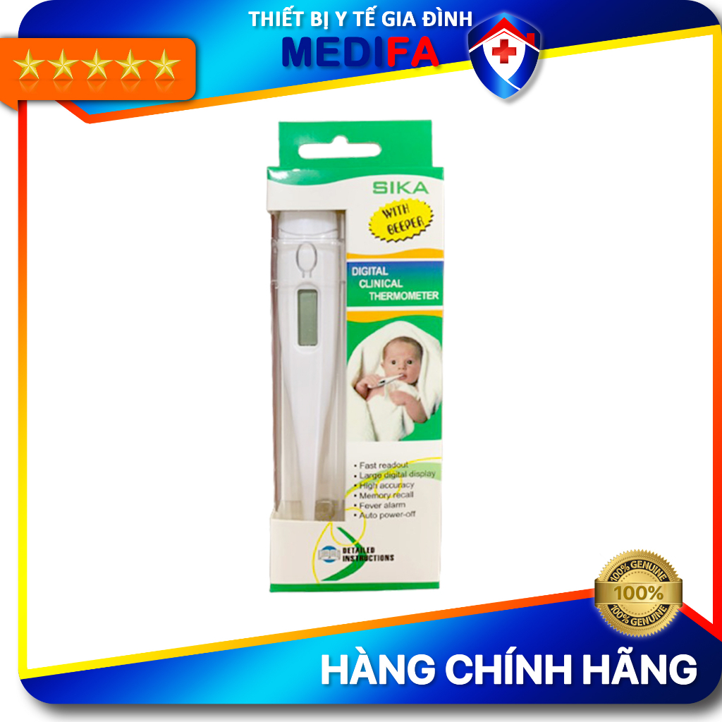 Nhiệt kế điện tử Sika không chứa thủy ngân, màn hình LCD hiển thị rõ nét