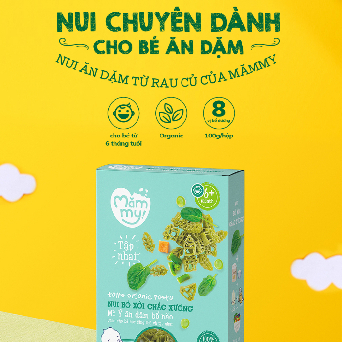 [QUÀ TẶNG] Set 3 nui tập nhai Mămmy bé ăn dặm 6-9 tháng: nui gấc đỏ, nui củ dền, nui bó xôi hộp, mỗi hộp 100gr