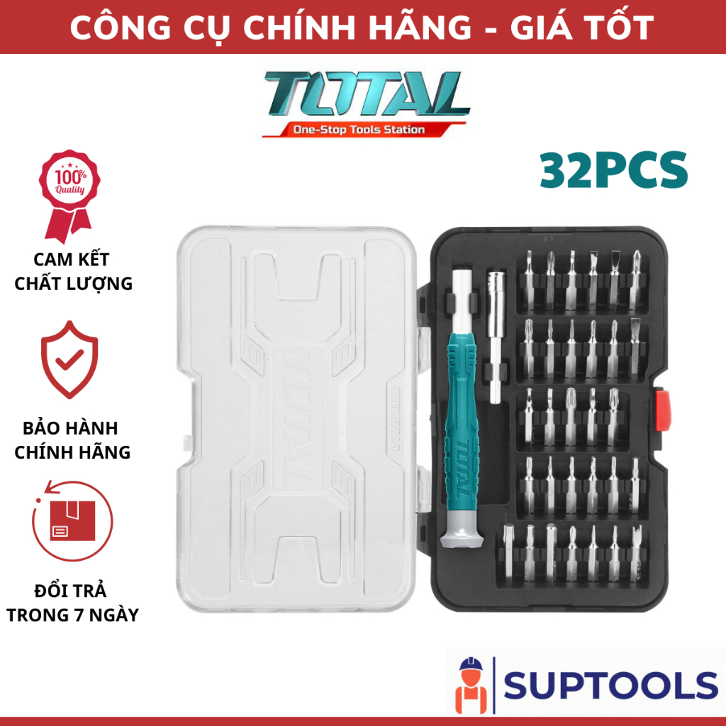 Bộ 32 tua vít sửa điện thoại TOTAL THT250PS0321 Bộ tua vít đa năng 32 chi tiết [Đồ nghề chính hãng]