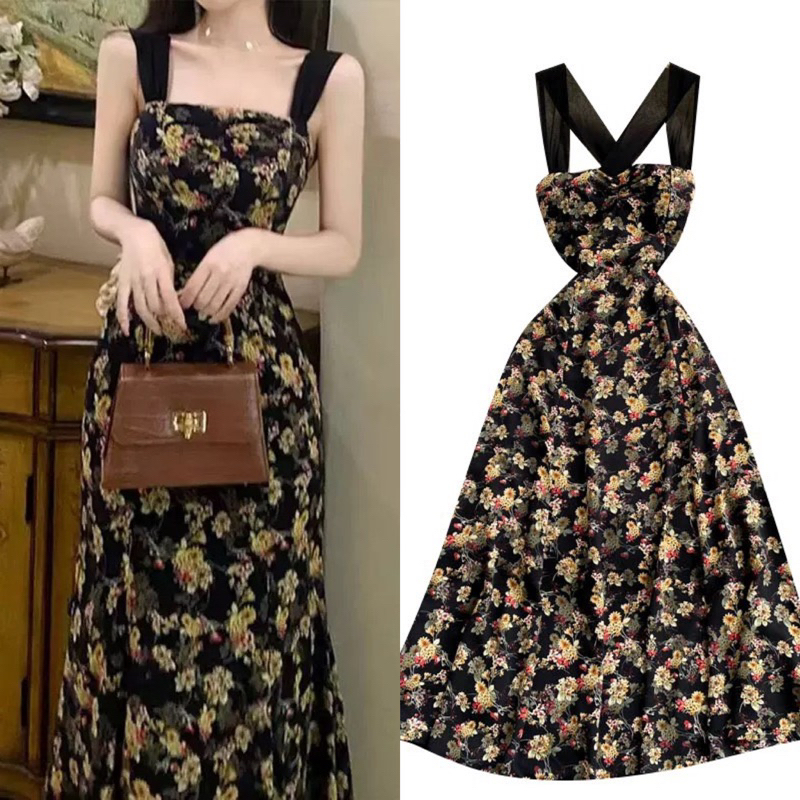 Đầm Maxi Sát Nách Phối Ren Hoa Thiết Kế Hở Lưng Phong Cách Bohomian Cho Nữ