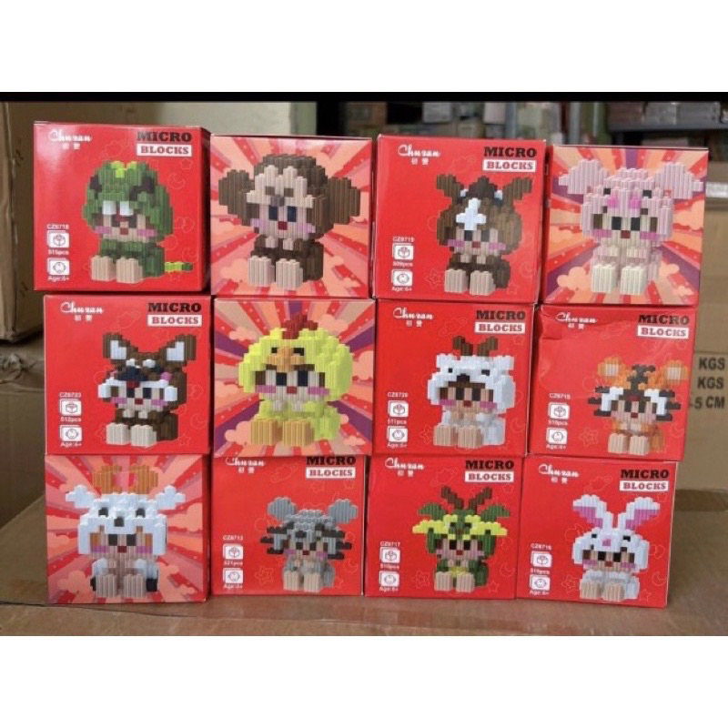Bộ lắp ráp lego mini 12 con giáp giá rẻ cho bé siêu xinh
