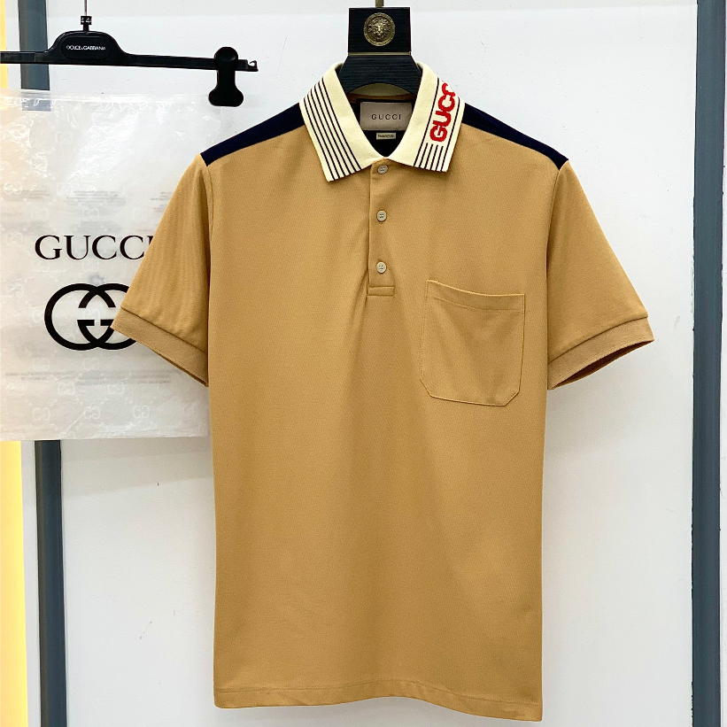 Áo polo Gucci phối màu lưng túi ngực logo sọc cổ LA 1-1 on web
