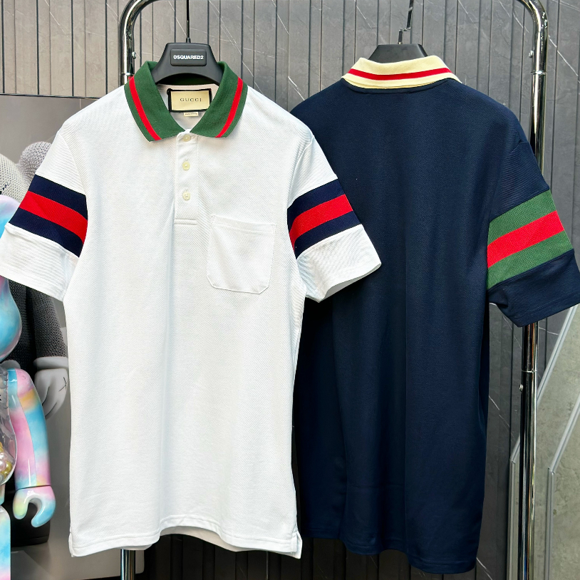 Áo polo Gucci sọc màu túi ngực LA 1-1 on web