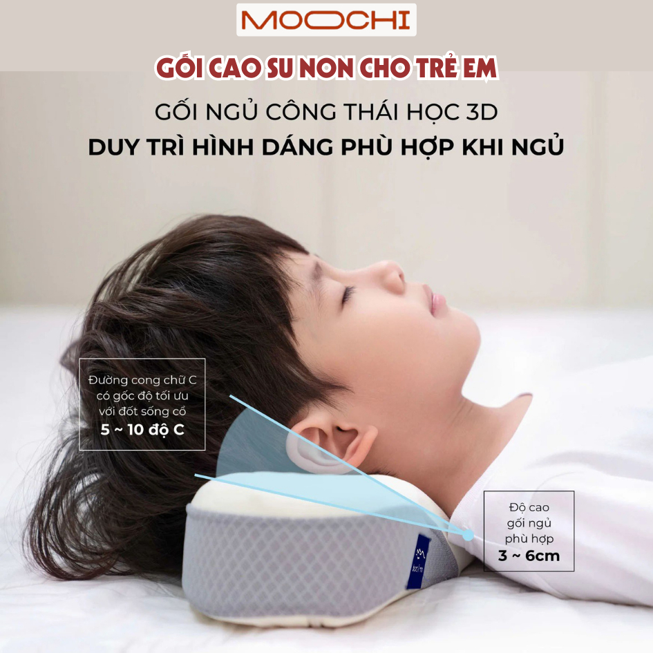 Gối Cao Su Non Công Thái Học BOMEINRO Cho Bé Từ 3 - 10 Tuổi Hàng Việt Nam