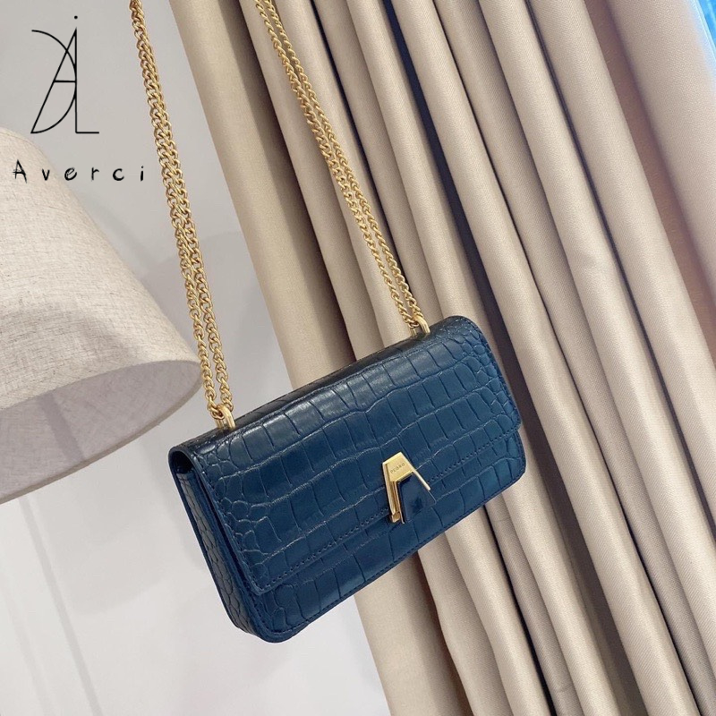 Túi Xách Nữ AVERCI, Túi Đeo Chéo Da Sần Hai Màu Đen Trắng Size 20cm Ảnh Thật Full Box, AVC323358