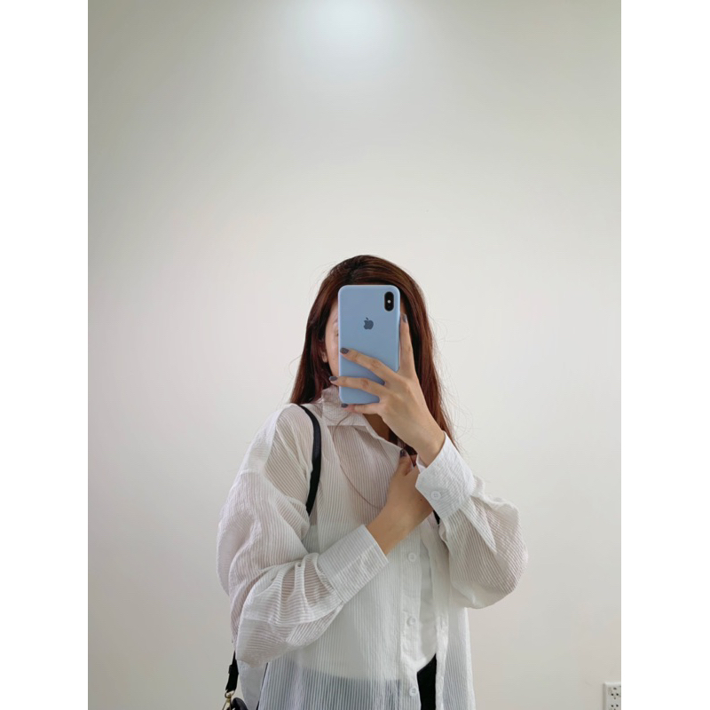 Áo somi dáng dài - form cardigan tay dài, chất voan sọc vải nhập Quảng Châu