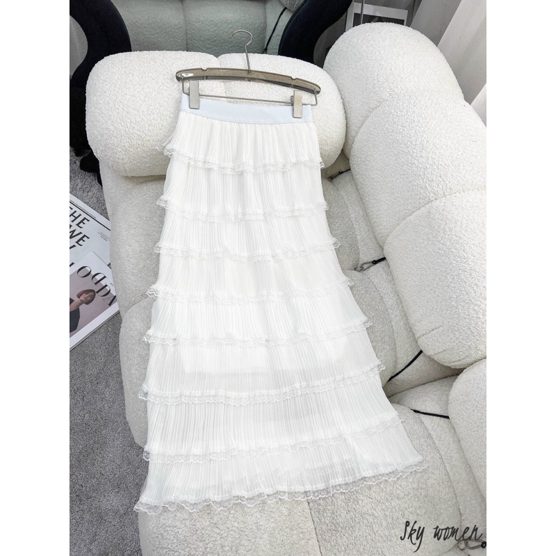 Chân váy voan tầng pha ren hàng QCL1