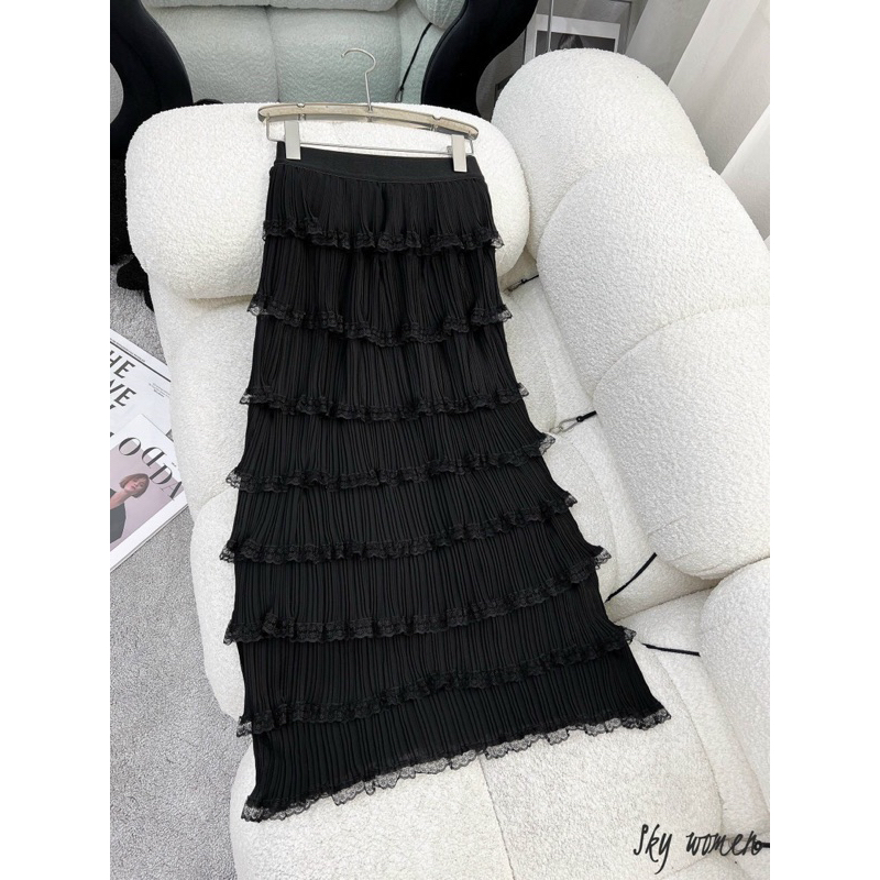 Chân váy voan tầng pha ren hàng QCL1