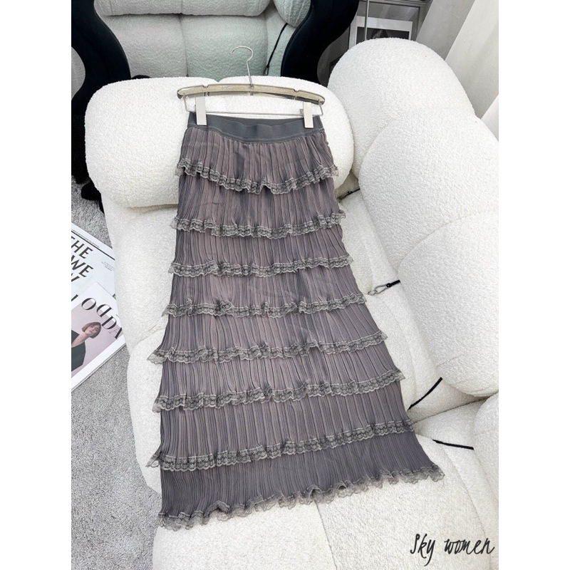 Chân váy voan tầng pha ren hàng QCL1