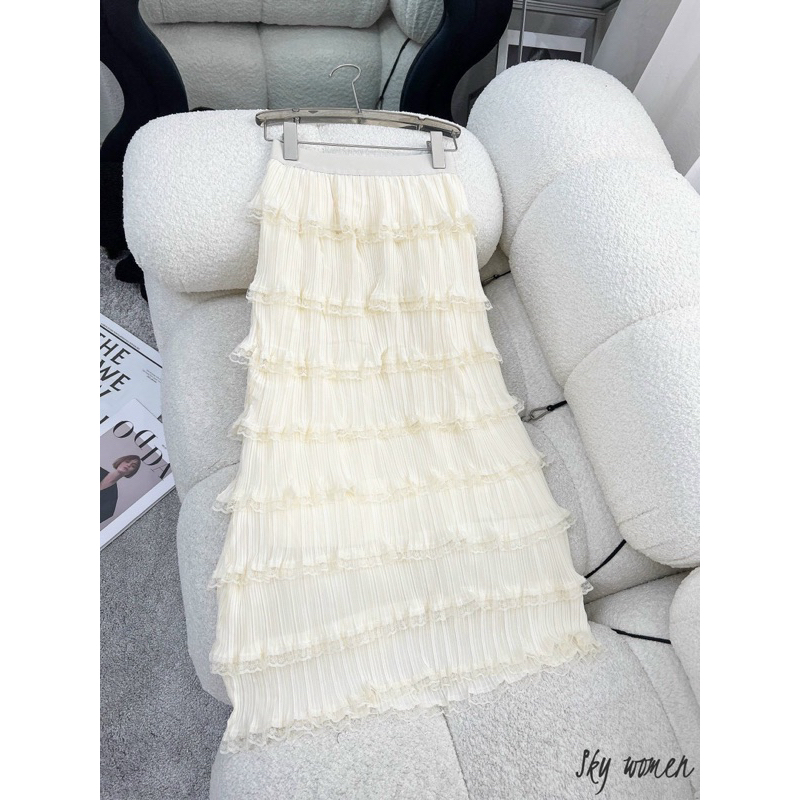 Chân váy voan tầng pha ren hàng QCL1