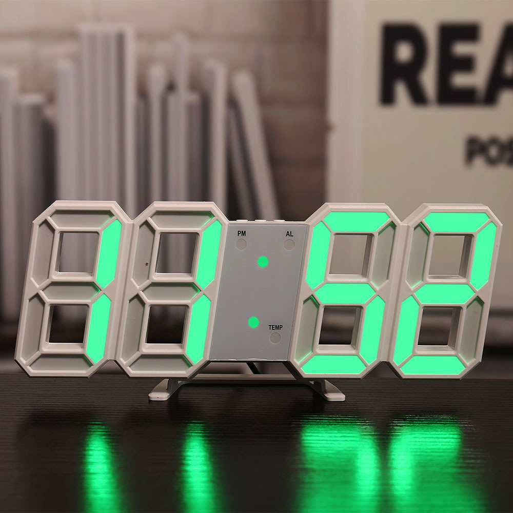 Đồng hồ để bàn LED 3D nhiều màu , Đồng hồ treo tường hiển thị thời gian , ngày tháng , nhiệt độ
