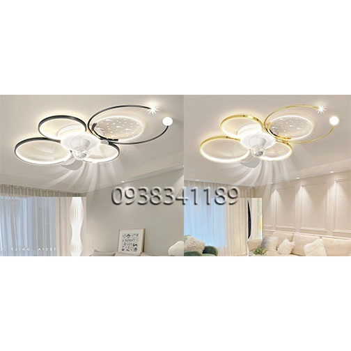 Đèn quạt ốp trần phòng khách phòng ngủ có điều khiển từ xa ánh sáng Led 3 màu,mẫu mới sang trọng hiện đại