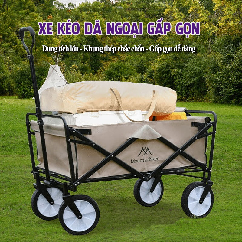 Xe Kéo Dã Ngoại Du Lịch Xe Kéo Gấp Gọn Mountainhiker Dung Tích 90L, Khung Thép Chắc Chắn Xe Kéo Camping NA72