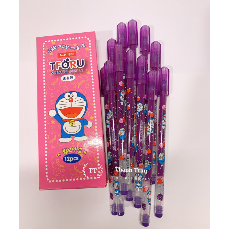 Hộp 12 cây bút gel nho TFORU mực tím, xanh
