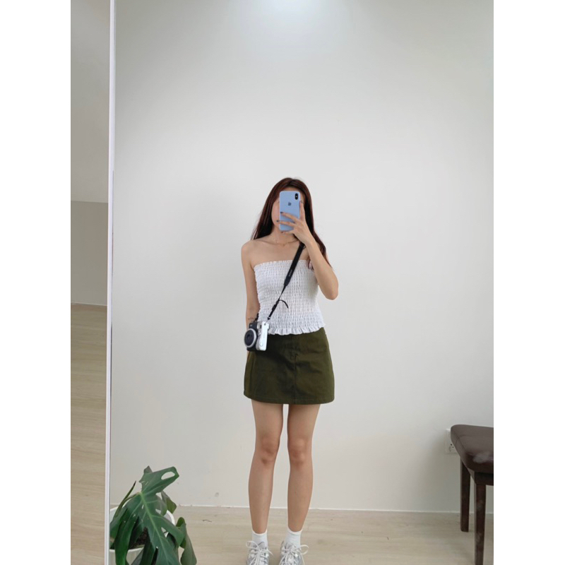 Áo ống nhún - áo quây nhún form dài siêu hack eo (Ảnh Choco tự chụp)