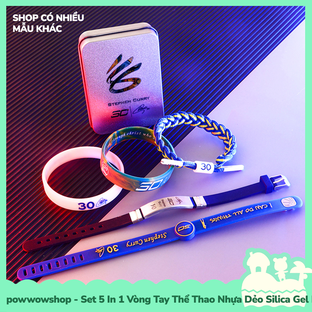 [Sẵn VN - Hỏa Tốc] Set Bộ 5 In 1 Kiểu Vòng Tay Thể Thao Thời Trang Phong Cách Đội Tuyển, Tuyển Thủ Bóng Rổ Basketball