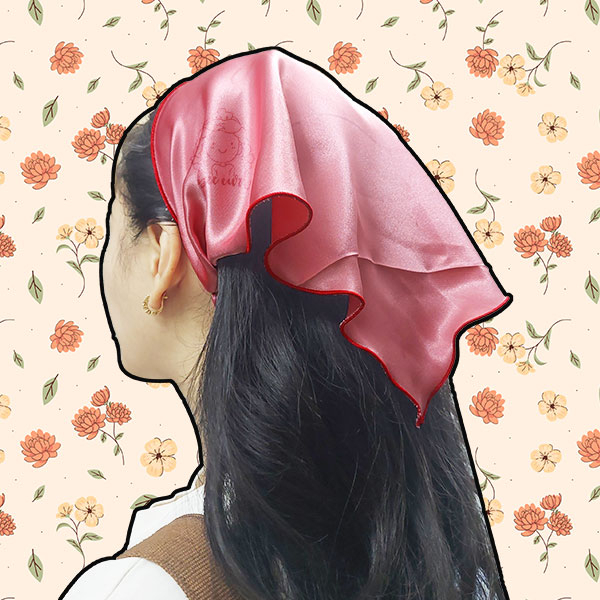 Băng Đô Cài Tóc Khăn Lụa Tam Giác, Bandana Sang Trọng Có Dây Chun Co Giãn