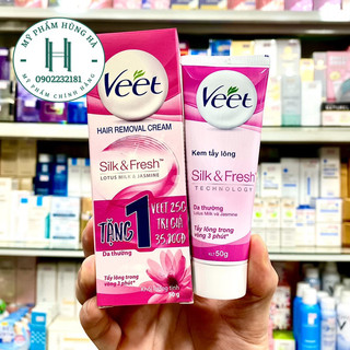 Kem tẩy lông Veet, kem triệt lông dành cho da thường Veet Silk&Fresh Lotus Milk&Jasmine 50g