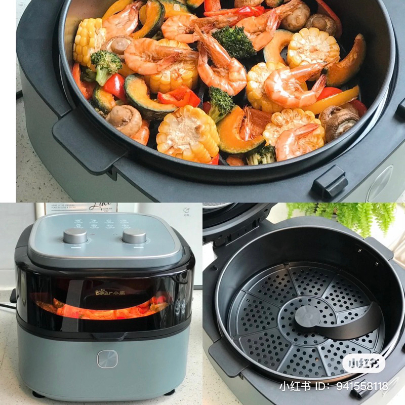 Nồi chiên không dầu mặt kính đa năng BEAR QZG-E14G5 /QZG-E13E5 dung tích 6.5L bảo hành 12 tháng