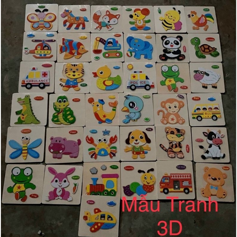 Tranh ghép gỗ 3d 15x15cm nhiều mẫu ( đặt 30tranh giao 30 mẫu)