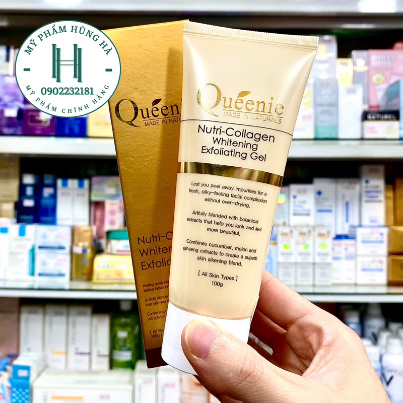 Tẩy tế bào chết Queenie, tẩy tế bào chết giúp sáng da, mịn da Queenien Nitri-Collagen Whitening Exfoliating Gel 100g