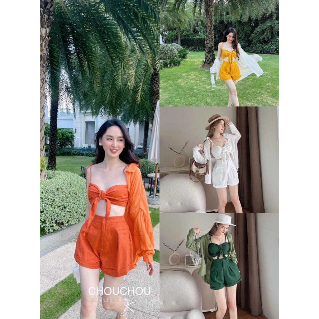 SET 3 MÓN ĐI BIỂN,SET ĐI BIỂN KÈM KHOÁC THẮT NƠ MIX QUẦN ĐÙI KÈM HÌNH THẬT