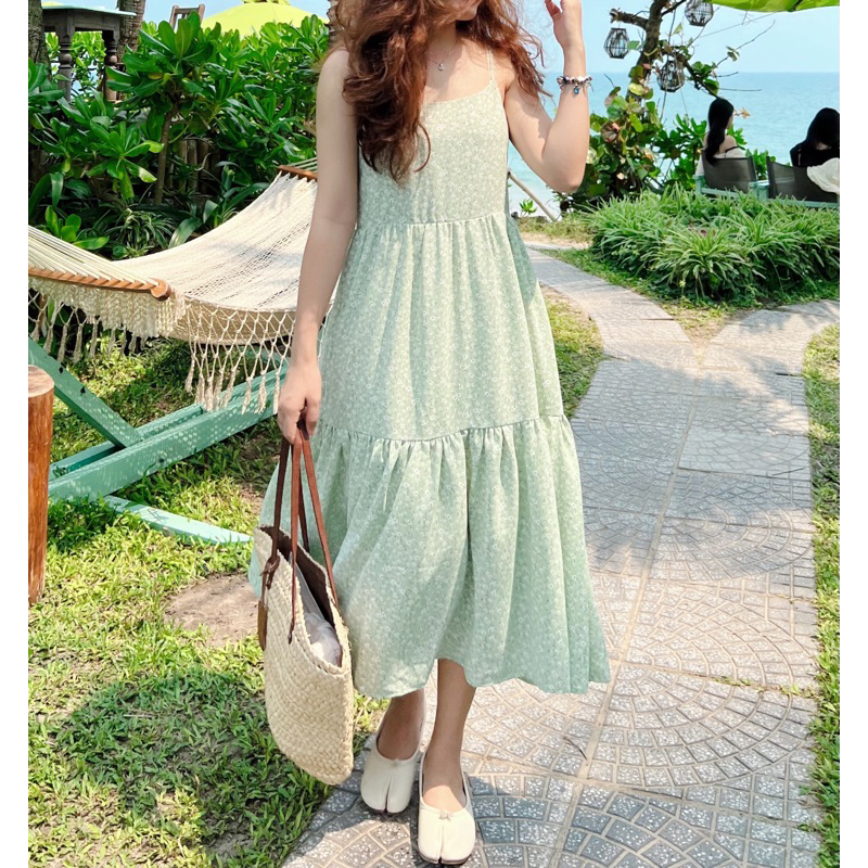 Đầm hai dây dáng babydoll hoa nhí thiết kế Ma Vie
