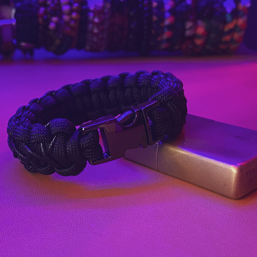 vòng tay paracord cobra all black mix minicord đen