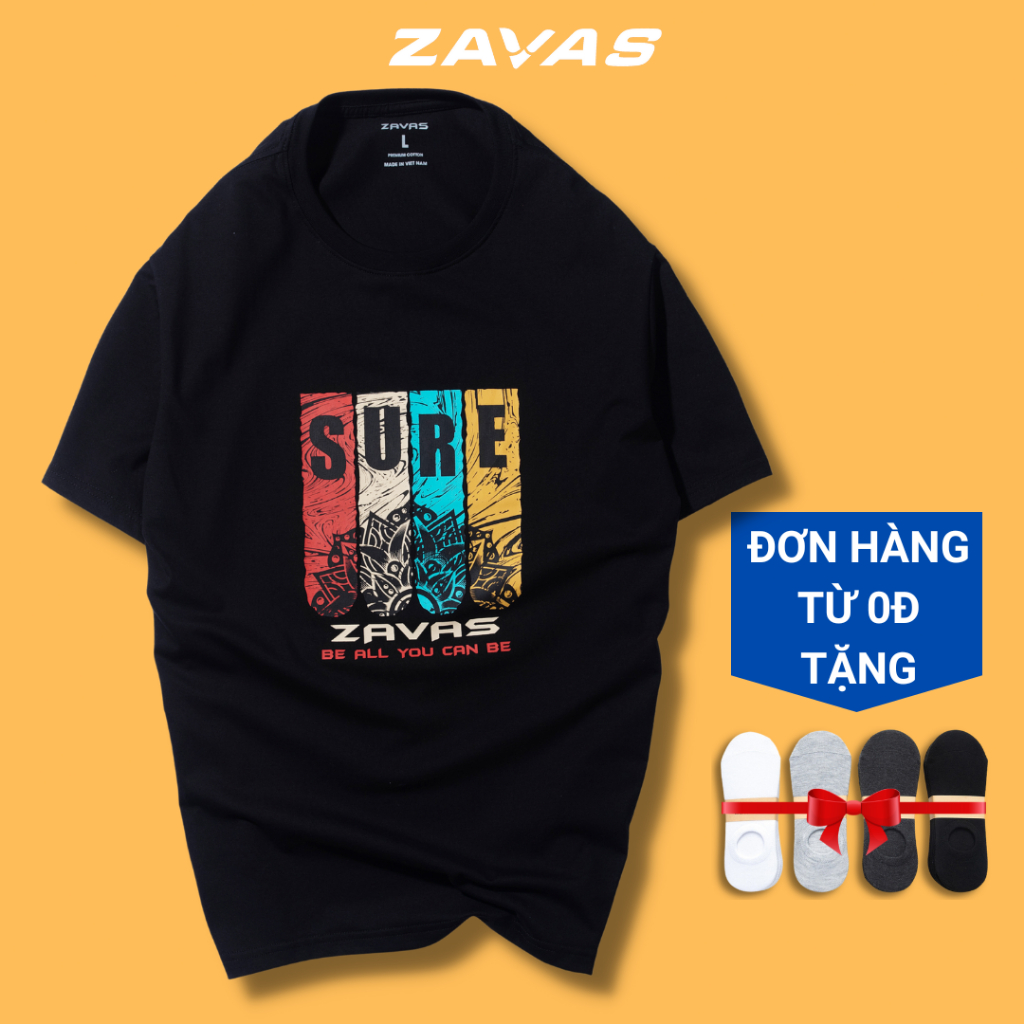 Áo thun nam cotton vải dày mịn ZAVAS form áo tiêu chuẩn co giãn tốt thoáng mát không gây nóng in hình đẹp rõ Z20D