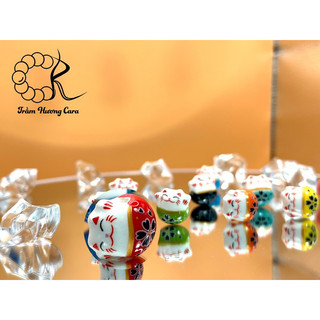 Charm gốm sứ mèo ú may mắn mix vòng tay trang sức