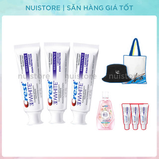 Set kem đánh răng Crest 3D White 3 to 3 nhỏ + kèm quà tặng